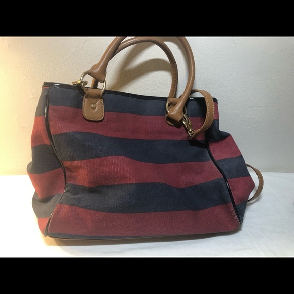 Tommy Hilfiger Rugby stripe Purse Bag Tote read - Picture 3 of 16